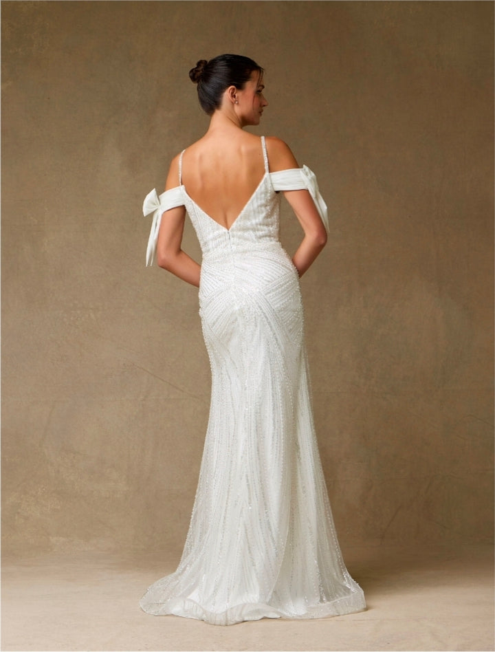 Bicici & Coty EMW8615 - Off the Shoulder Beaded Bridal Gown