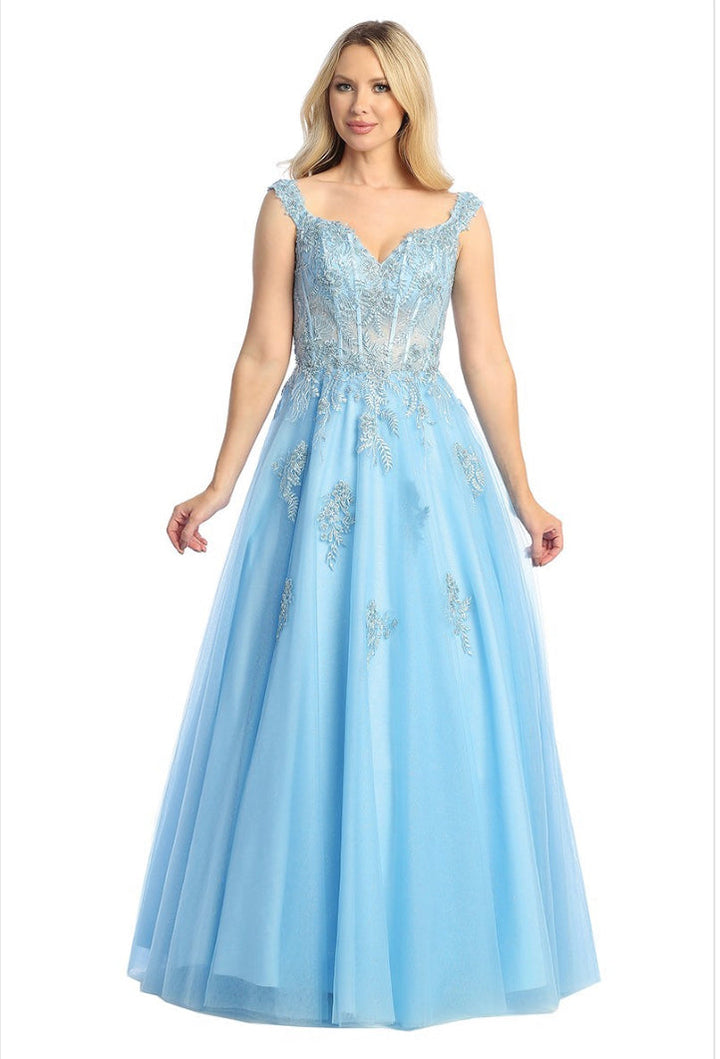 Let's 7732L - Off the Shoulder Ball Gown