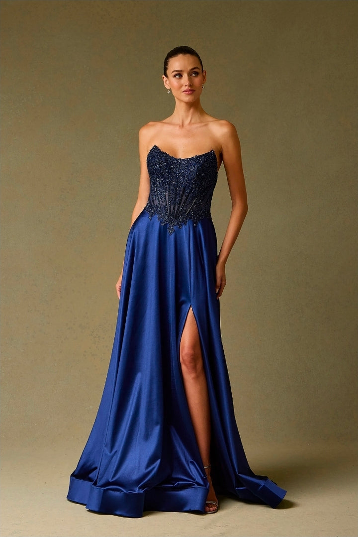 Bicici & Coty AC039 - Strapless Scoop Neckline Gown