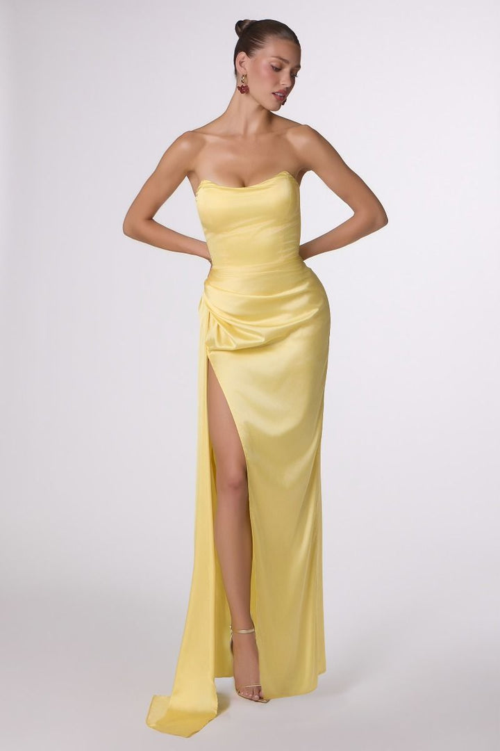 Amoris T215 - Fitted Strapless Satin Gown