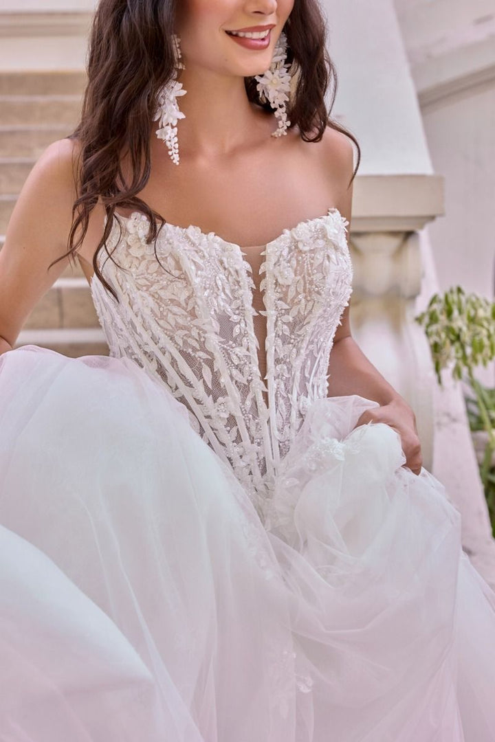 Andrea & Leo WL075 - Leaf Layered Tulle Wedding Ball Gown