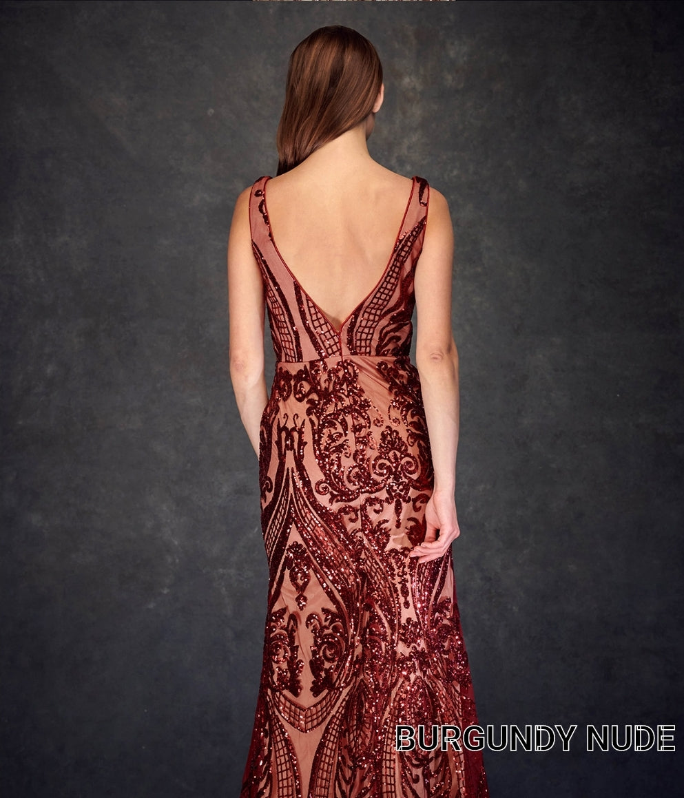 burgundy and nude dress Burgundy and Nude Lace Low Back Dress